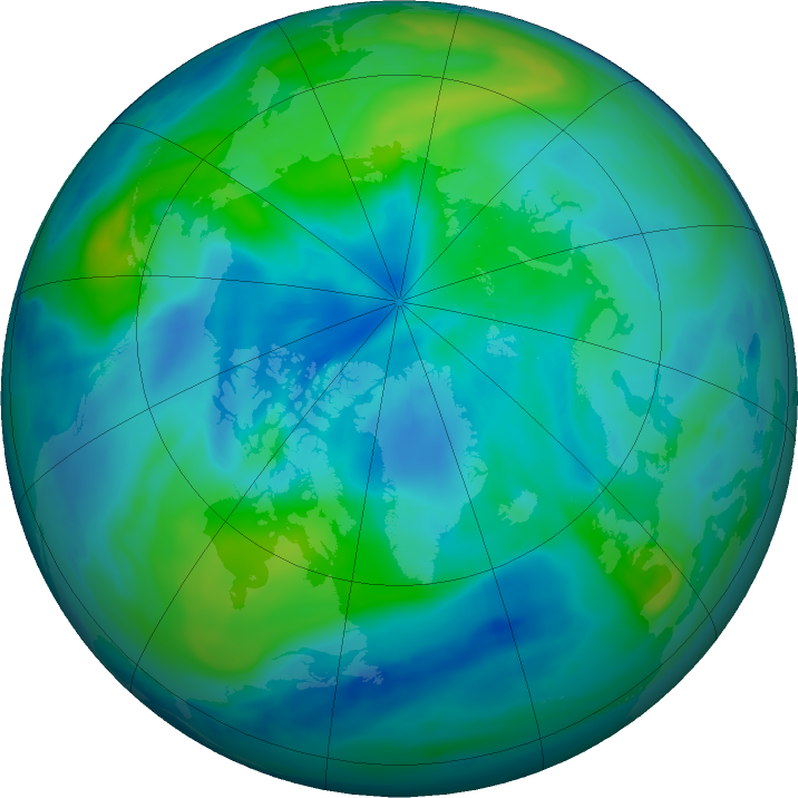Arctic ozone map for 02 October 2020